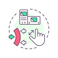 Responsive design multi color concept icon. Adapt to different screen sizes and orientations. Feature of PWAs. Round shape line illustration. Abstract idea. Graphic design. Easy to use in presentation vector