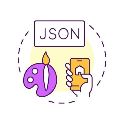 Web app manifest multi color concept icon. JSON file providing metadata for application. Component of PWAs. Round shape line illustration. Abstract idea. Graphic design. Easy to use in presentation