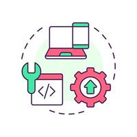 Progressive enhancement multi color concept icon. Work for all users and devices. Feature of PWAs. Round shape line illustration. Abstract idea. Graphic design. Easy to use in presentation vector