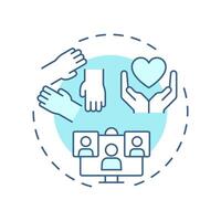 Community based economy soft blue concept icon. Local collaboration. Core element of sharing system. Round shape line illustration. Abstract idea. Graphic design. Easy to use in infographic vector
