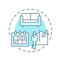 Home sharing soft blue concept icon. Cost effective apartments rent service. Sharing economy model. Round shape line illustration. Abstract idea. Graphic design. Easy to use in infographic vector