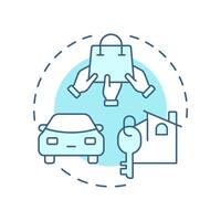 Collaborative consumption soft blue concept icon. Access to products amount. Type of sharing economy. Round shape line illustration. Abstract idea. Graphic design. Easy to use in presentation vector