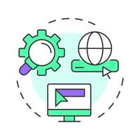 Discoverable multi color concept icon. Easy to find and index information. Characteristic of PWAs. Round shape line illustration. Abstract idea. Graphic design. Easy to use in presentation vector
