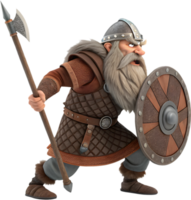 Happy Bearded Dwarf Cartoon with a Playful Expression. . png