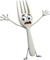 Delightful Fork Cartoon Character Clipart for Fun Projects. . png