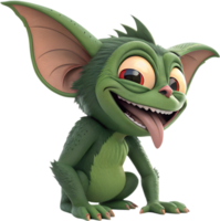 Mischievous Cartoon Gremlin with Spooky Vibes. . png