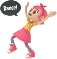 Happy Funky Cartoon Girl with a Unique Playful Expression. . png