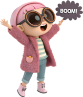 Quirky and Cute Cartoon Girl with a Joyful Artistic Vibe. . png