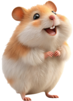 Cute fluffy hamster with a joyful expression lovely artwork. . png