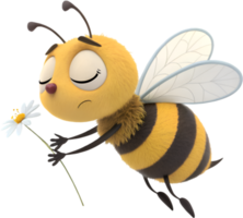 Smiling Honeybee in a Fun Animated Style. . png