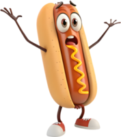 Lively and Colorful Hotdog in a Fun Pose. . png