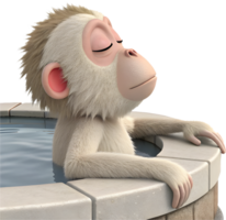 Serene Japanese Macaque in Hot Spring Clipart for Wildlife Projects. . png
