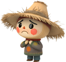 Delightful Kawaii Scarecrow Character for Artwork. . png
