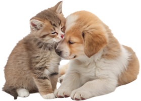 Sweet Connection Kitten and Puppy Looking Lovingly. . png