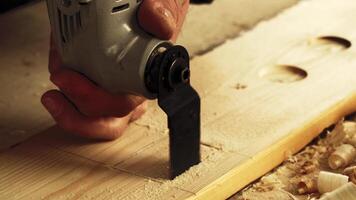 Workshop activities showcase skilled craftsmanship in woodworking and tool usage video