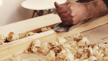Crafting wood pieces with precision in a workshop setting video