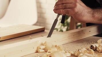 Crafting wood with precision at a workshop using traditional tools and techniques video