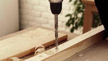 Crafting wooden furniture using a power drill and precise techniques for quality results video