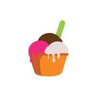 Ice cream flat icon. Melting ice cream dessert isolated on white background. flat design element. vector