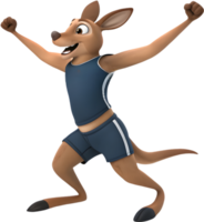 Digital cartoon kangaroo with bold ripped muscles. . png