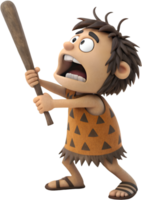 Fierce Cartoon Prehistoric Fighter With Club. . png