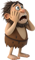 Ancient Wild Neanderthal Standing Fiercely. . png