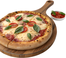 Perfectly crispy Neapolitan pizza with authentic toppings and herbs. . png