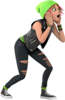 Fierce Cartoon Punk Girl with Stylish Personality. . png