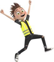 Punk Rock Boy Cartoon Character in a Dynamic Pose. . png