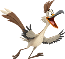 High-Speed Roadrunner Bird in a Cartoon Style. . png
