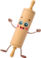 Playful Rolling Pin Cartoon Image with Smiling Face. . png