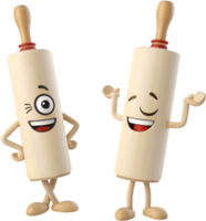 Wooden Rolling Pin Cartoon Drawing for Pastry Projects. . png