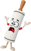 Joyful Rolling Pin Cartoon Image with Cute Expression. . png