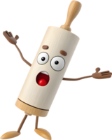Expressive Rolling Pin Cartoon Clipart for Culinary Designs. . png
