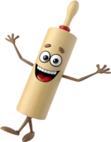 Smiling Rolling Pin Cartoon Art for Fun Cooking Projects. . png