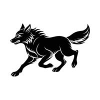 silhouette of a running wolf vector