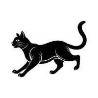 running cat silhouette on white background vector
