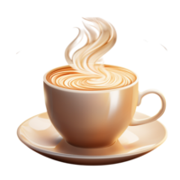 Steaming cup of latte intricate foam png