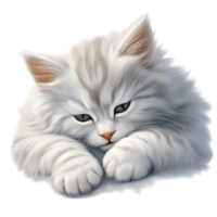 Fluffy white kitten resting soft fur png
