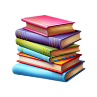 Stack of colorful books arranged in a neat pile png