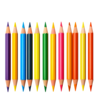 Set of colorful sharpened pencils arranged in a row png