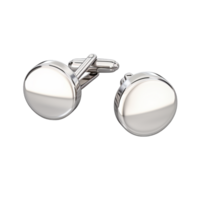 Silver cufflinks a polished round face a simple fastening mechanism at the back png