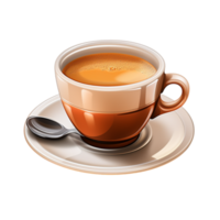 Elegant cup of espresso a rich brown crema served on a matching saucer png