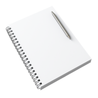 Blank spiral notebook a silver pen placed on top ready for writing or drawing png
