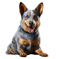 Happy energetic Australian Cattle Dog sitting perked ears a joyful expression png