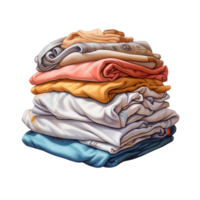 Stack of neatly folded colorful clothes arranged in layers png