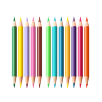 Set of colorful sharpened pencils arranged neatly in a row png