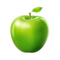 Fresh green apple a smooth shiny surface a small leaf on top png