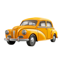 Vintage yellow car a classic curved design shining headlights png
