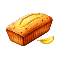Freshly baked banana bread a golden crust a banana slice png